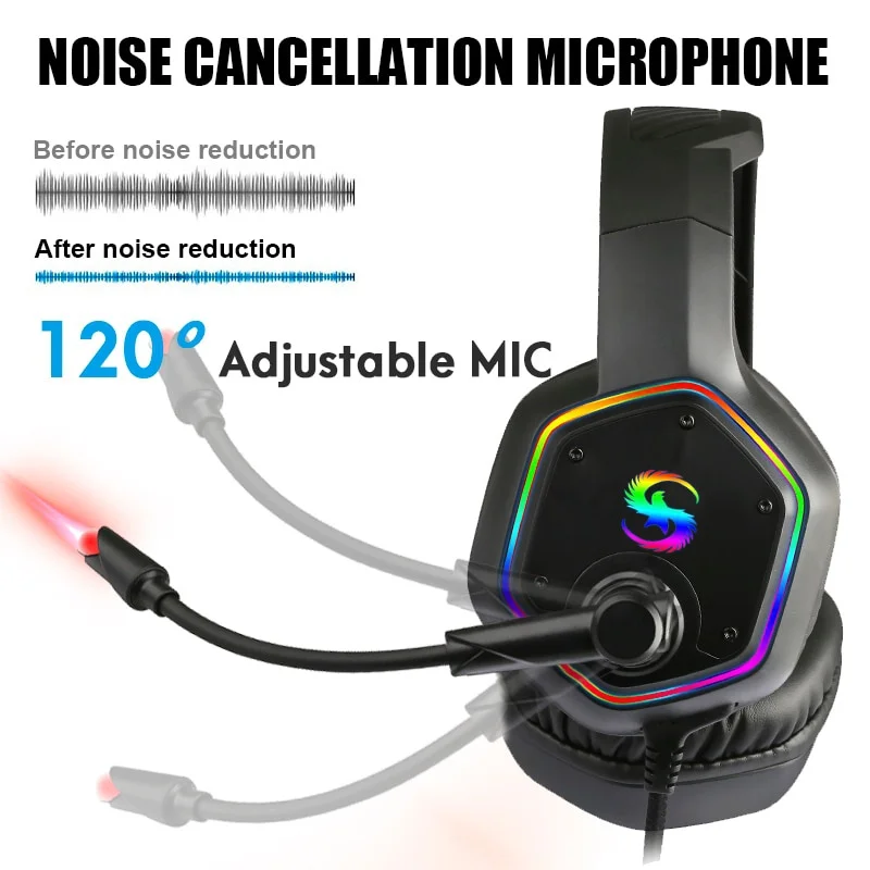 7 1 Stereo LED Gaming Headset For PS4 XBOX Gamer Headphone with Mic Noise Cancel Kid Audifonos PC Computer Over Ear Music Helmet