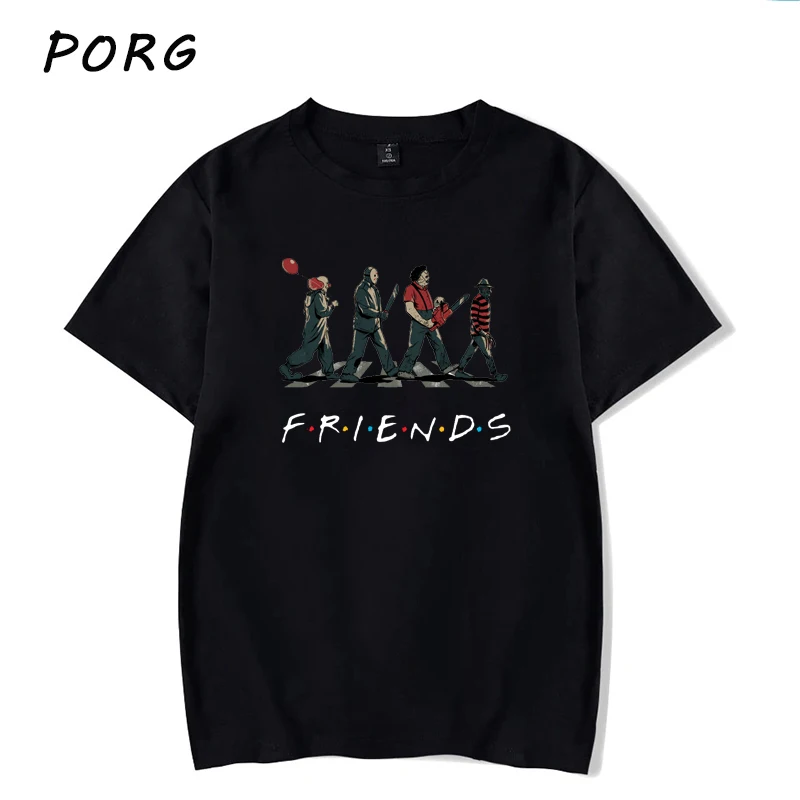 Horror Pennywise Friends Майкл Майерс Джейсон Вурхиз, Мужская/женская футболка на Хэллоуин, хлопок, одинаковая футболка, один предмет, топы