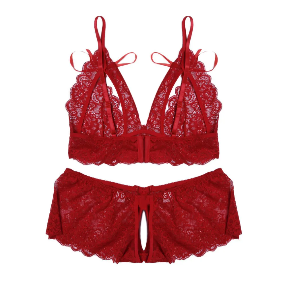 Sexy Women Lady Backless Pajama Sets Unique Design Lace Solid Color Sexy Top Vest+ Pants Sleepwear