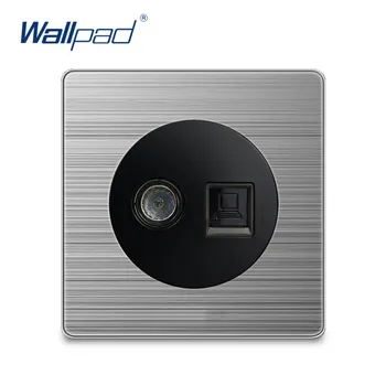 

Wallpad 2020 TV DATA Computer Socket Ethernet RJ45 CAT6 Network Wall Power Socket Electric Outlet Silver Stainless Steel Panel