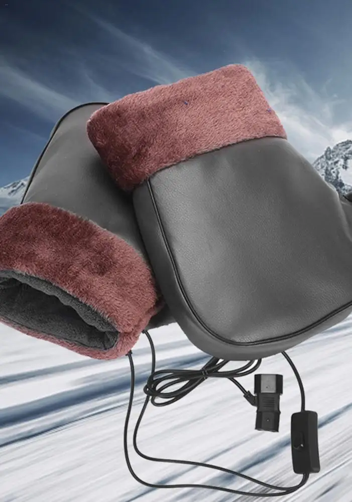12V мотоциклетные Ручки Бар муфта съемный Электрический нагрев теплые перчатки для зимних скутеров