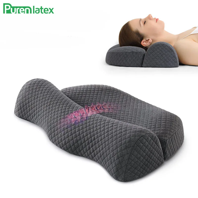 

PurenLatex Orthopedic Neck Pillow Space Memory Foam Pillow Support Shoulder Pillow Release Cervical Vertebra Pain Slow Rebound