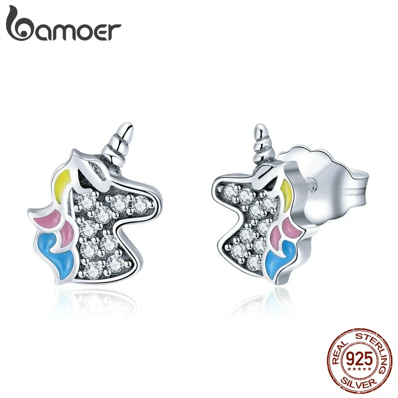 Серьги гвоздики bamoer из стерлингового серебра 925 пробы ослепительные серьги в