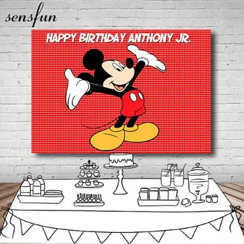 

Sensfun Red Mickey Mouse Party Backdrops For Photo Studio Kids Baby Shower Newborn Birthday Party Photography Backgrounds Custom