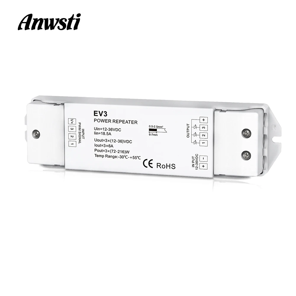 

RGB LED Amplifier 12V 24V 36V DC 3CH PWM Power Repeater Amplifier EV3 Work with V3 Controller for 12 Volt RGB LED Strip Light