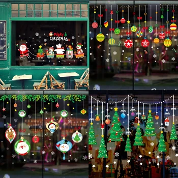 

Christmas Window Stickers Wall Sticker Merry Christmas Santa Claus Household DIY Wall Decals Murals Xmas New Year Decor 2021
