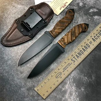 

Fixed Blade Knife Stonewashed A2 Blade Wooden Handle Hunting Camp Survival Tactical Straight Knives Outdoor Knife tool