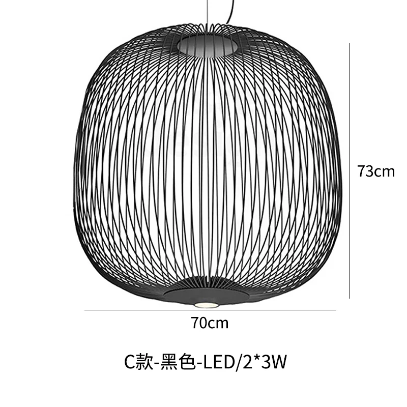 Современные Foscarini спицы 1/2 подвесные светильники светодиодные промышленные лампы птичья клетка дизайнерский светильник для гостиной столовой подвесной светильник - Цвет корпуса: black large