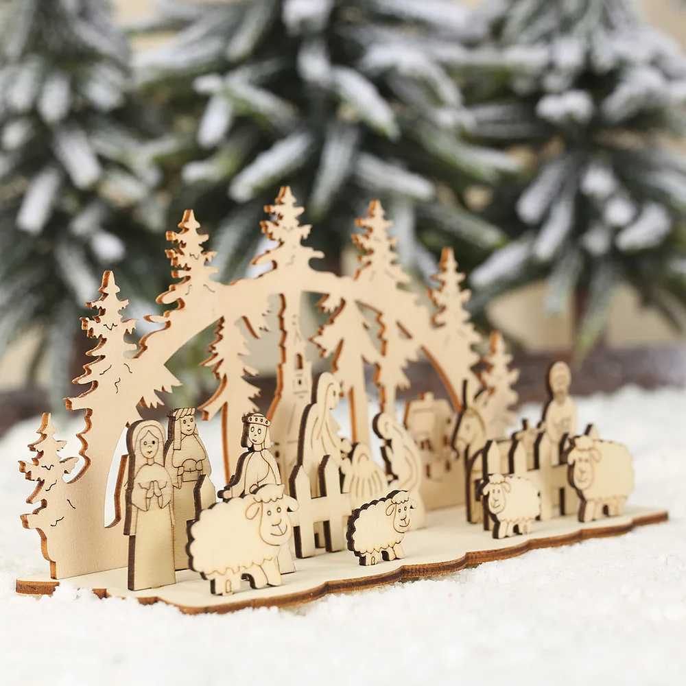 Рождественские деревянные декорации DIY 3D обои для рабочего стола креативные Diy украшения рождественское окно дисплей рождественские вечерние украшения для дома подарок - Цвет: A