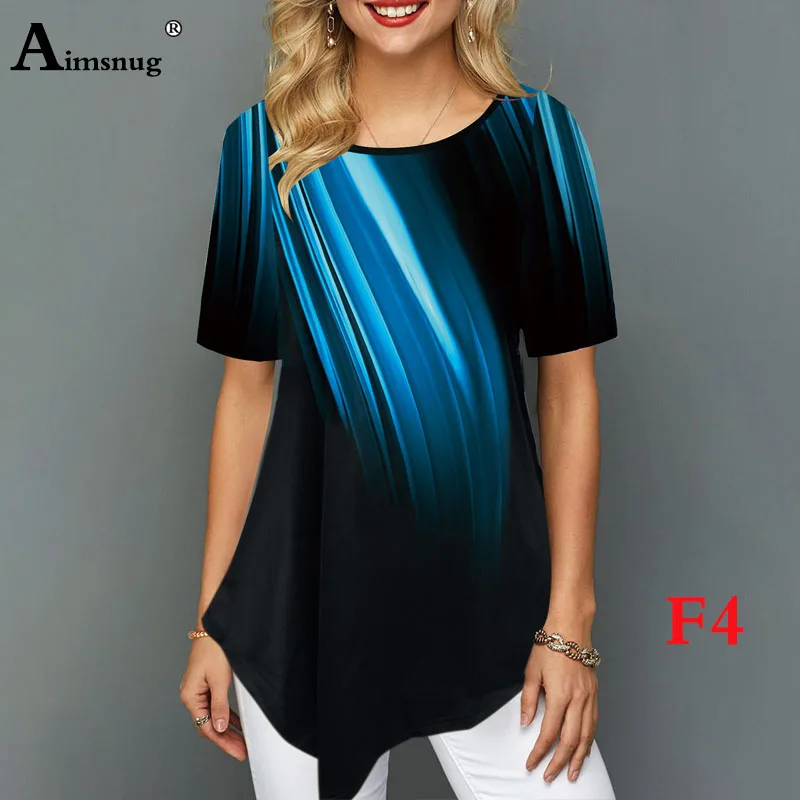F4 Плюс размер 4xl 5xl Женские Модные топы с принтом круглый вырез короткий рукав Футболка в стиле бохо рубашки Новая Летняя женская повседневная свободная футболка - Цвет: F4