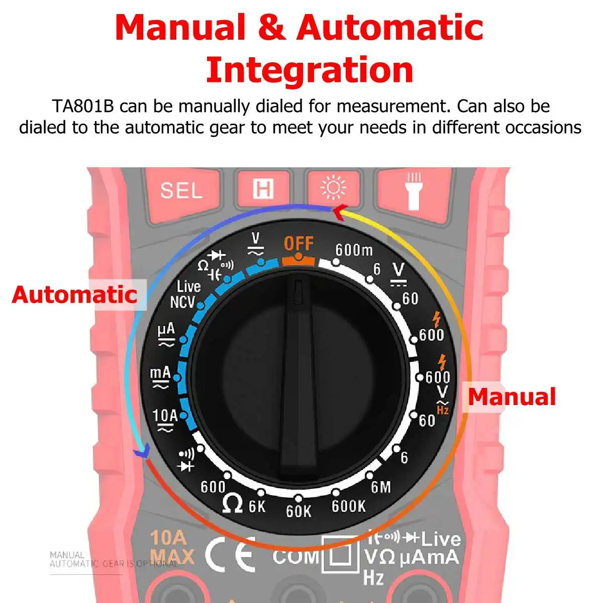 TA801C True RMS ЖК цифровой 9999 отсчетов автоматический мультиметр AC/DC тестер метр