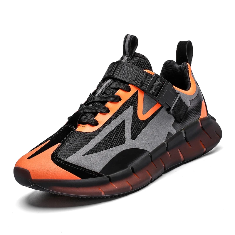 Новинка; летняя дышащая мужская обувь; повседневные кроссовки для бега; модные мужские кроссовки из сетчатого материала; кроссовки для тенниса; Masculino; - Цвет: Оранжевый