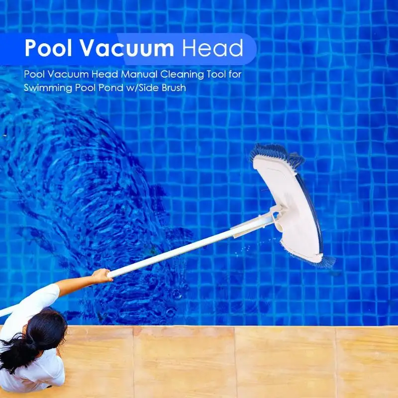 

White Pool Vacuum Head Manual Cleaning Tool for Swimming Pool Pond w/Side Brush Fine Workmanship Of High Quality Materials