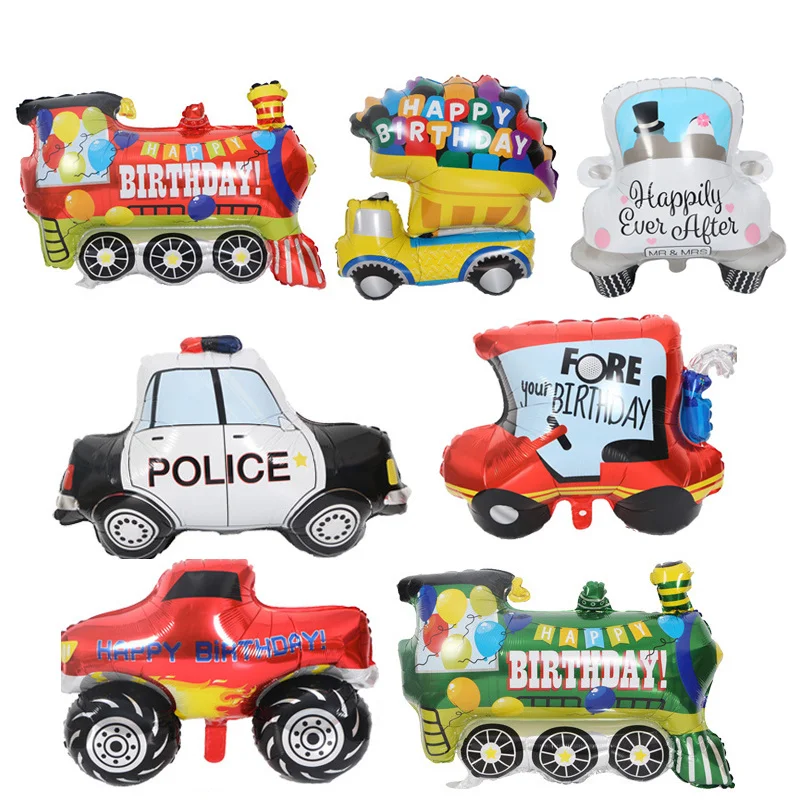 

Toy Balloon Children's Transportation Car Balloon Police Car Truck Train Birthday Party Decoration Aluminum Film Balloon