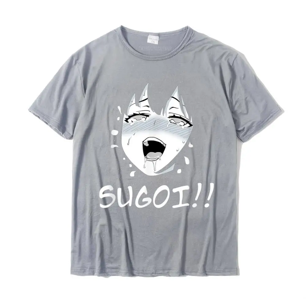 Leisure Short Sleeve Tops Shirts Thanksgiving Day O Neck Pure Cotton Men's T-shirts Crazy Leisure T Shirt Funny Ahegao Face Shirt Anime Manga Hentai Girl Sugoi__MZ15994 grey