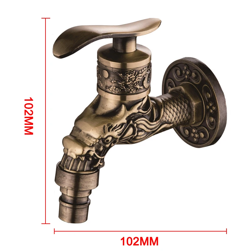Washing Machine Faucet Retro Vintage Carved Home Sink Garden Single Faucet Water Tap J8#3