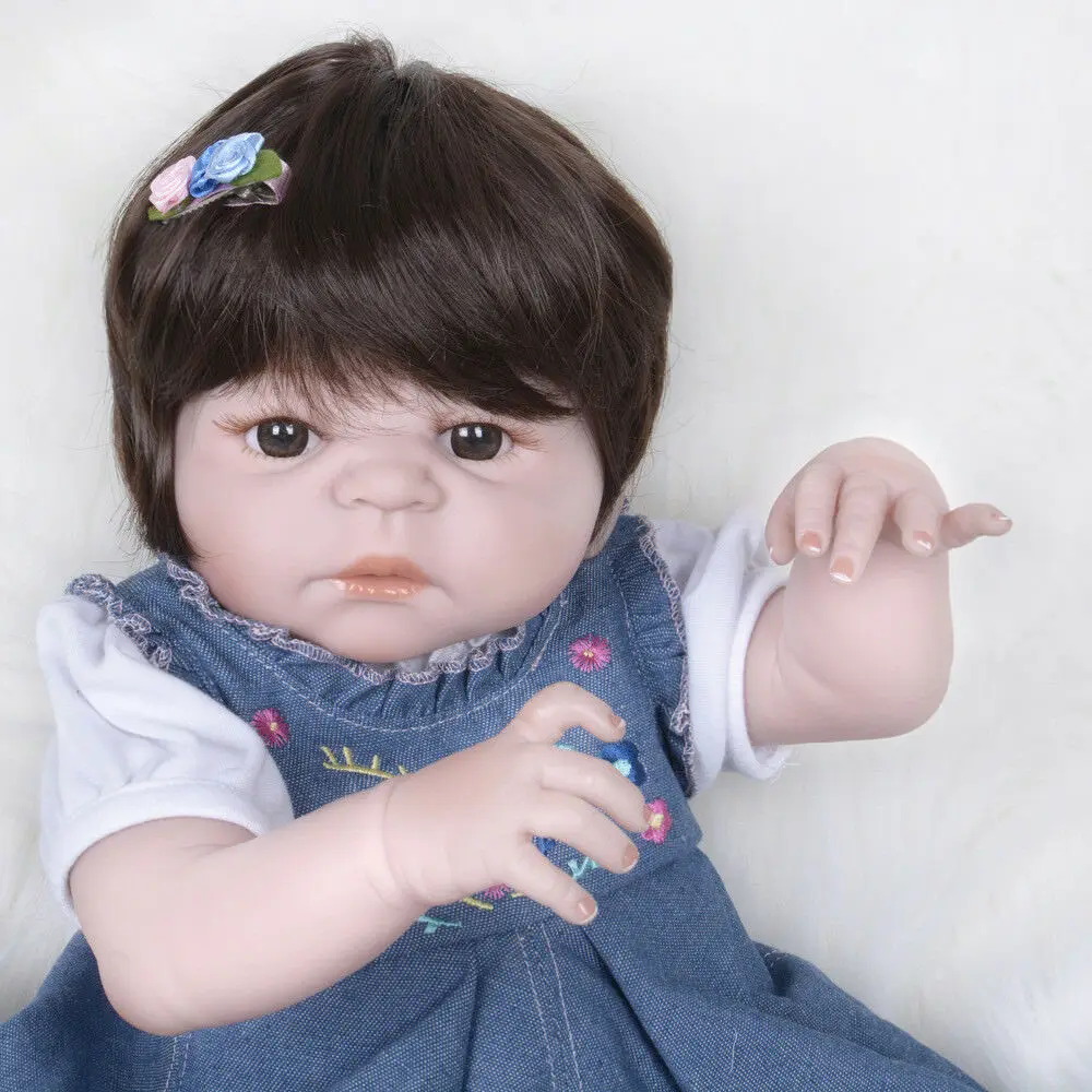 Reborn Girl Baby 22'' Realistic Lifelike Soft Vinyl Silicone Newborn Doll Dolls for Girls Baby Doll Toy American Girl Doll