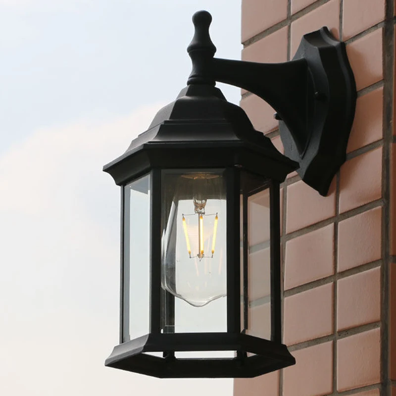 

Dusk to Dawn Outdoor Wall Lights Outer Wall Wall Light Fixtures with Anti-Rust Waterproof Matte Black Wall Lights and Transparen