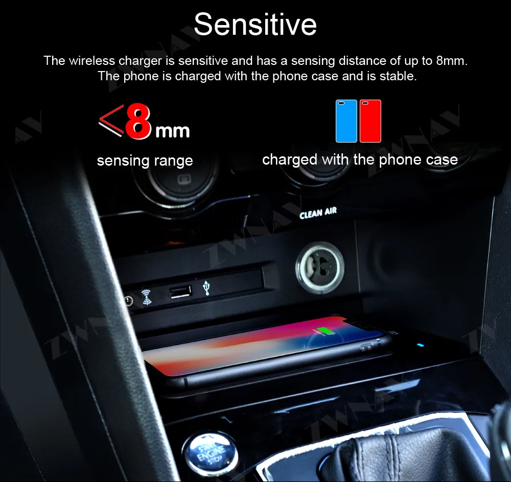 QI Car Wireless Charger Quick Charge For Volkswagen Tharu Tiguan L 2018 2019 for Huawei P30 P40 Pro Infrared Sensor Phone Holder