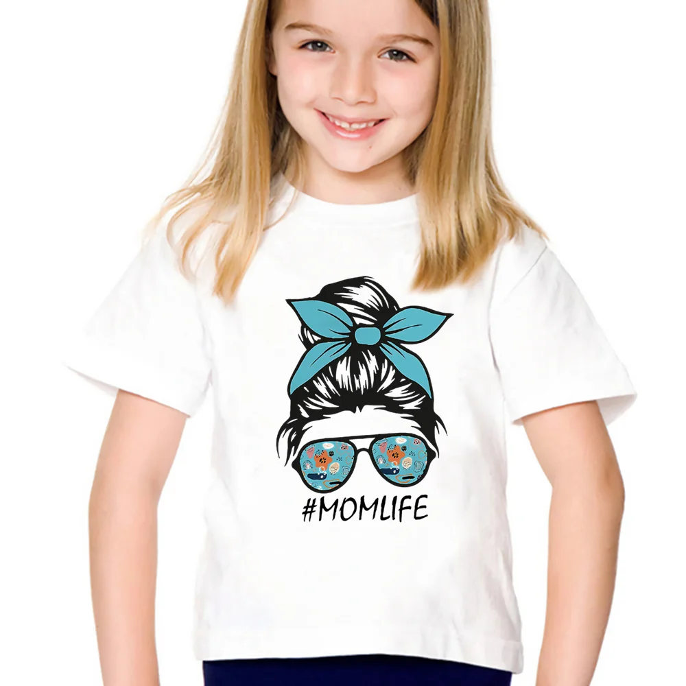 

2021 Cartoon Super Mom Life Momlife Summer Print Kids T Shirt Top Harajuku TShirt Girls Graphic Tee Baby Fashion T-Shirt,YKP171