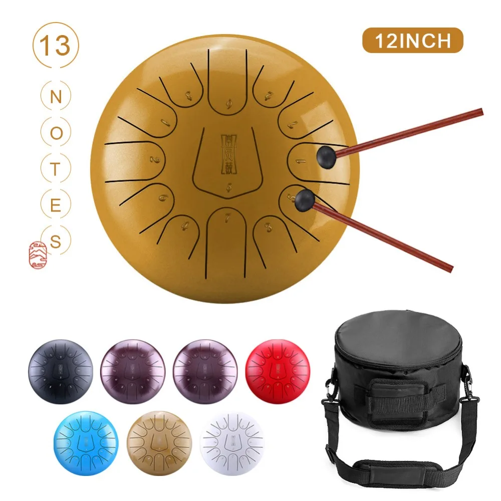 12 дюймов Сталь язык барабан Handpan ручной Барабаны крупных 13 Notes Tankdrum с сумкой в комплекте