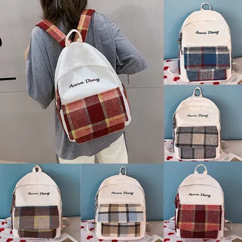 

original Fashion school bags Women's Solid Color Outdoor Large Lapacity Canvas Shoulder Bag Backpack on sale dropshipping 30
