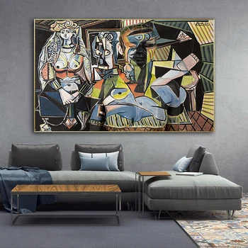 

Famous Painting Women Posters of Algiers By Pablo Picasso Oil Painting Canvas Painting Wall Art for Living Room Home Decoracion