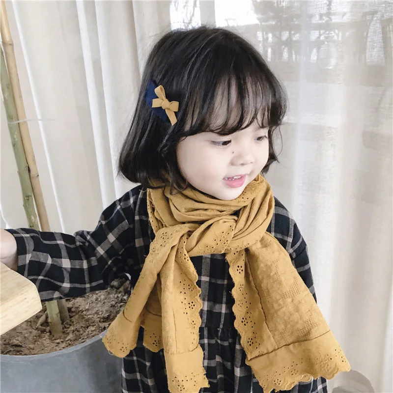 Autumn Winter Children Scarf Cotton Linen Scarf Solid Color Simple Concise Warm Scarf For Kids Newest