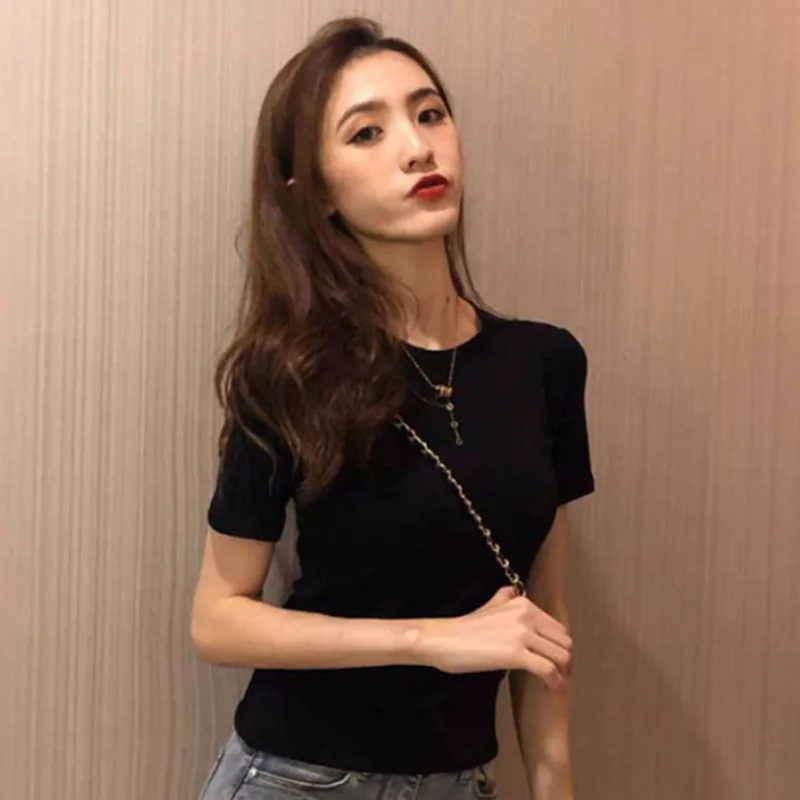 Футболка camiseta mujer Harajuku футболка женская Новая Летняя модная однотонная