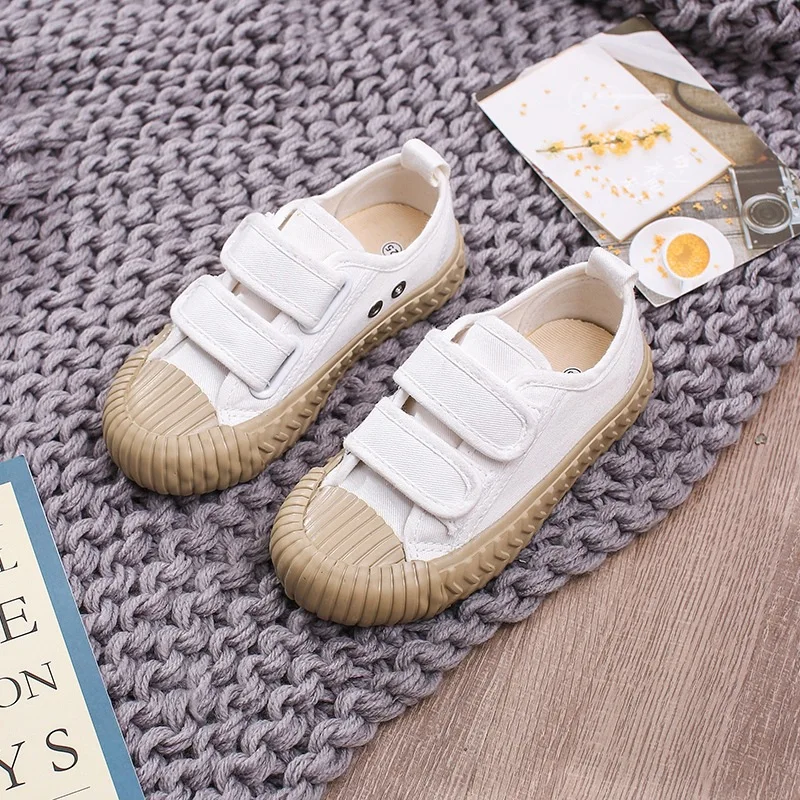 

White Shoes Girls 2019 Spring And Autumn New Style Casual Korean-style Velcro Baby Shoe White Soft-Sole Canvas Shoes
