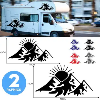 

100cm RV Sticker Sunshine Decal Mountain Scene car Sticker Forest Vinyl Graphic Kit For Camper RV Trailer Car Accessories
