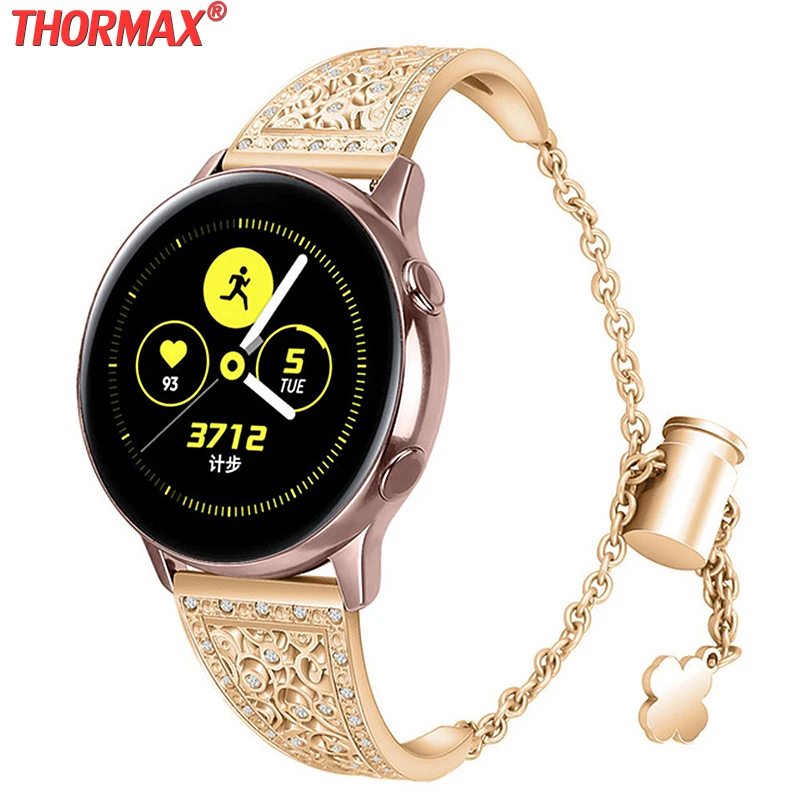20 мм 22 мм браслет для samsung Galaxy Watch 42 мм 46 мм Galaxy Active роскошный Алмазный женский ремешок для часов из нержавеющей стали
