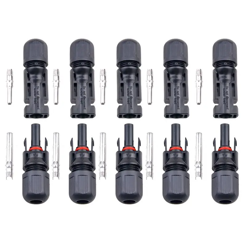 5 Pair MC4 Male/Female Solar Panel Cable Connectors Double Seal Rings for Better Waterproof Effect |