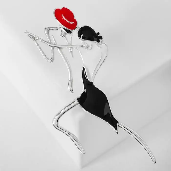 Брош &quotПара&quot танго цветная в серебре | Украшения и аксессуары