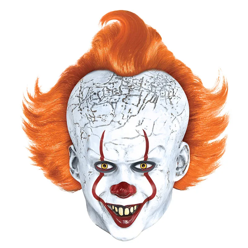Pennywise маска для косплея с желтым париком это вторая часть 2 ужас, Костюмированная вечеринка латексные маски клоун Хэллоуин костюм реквизит