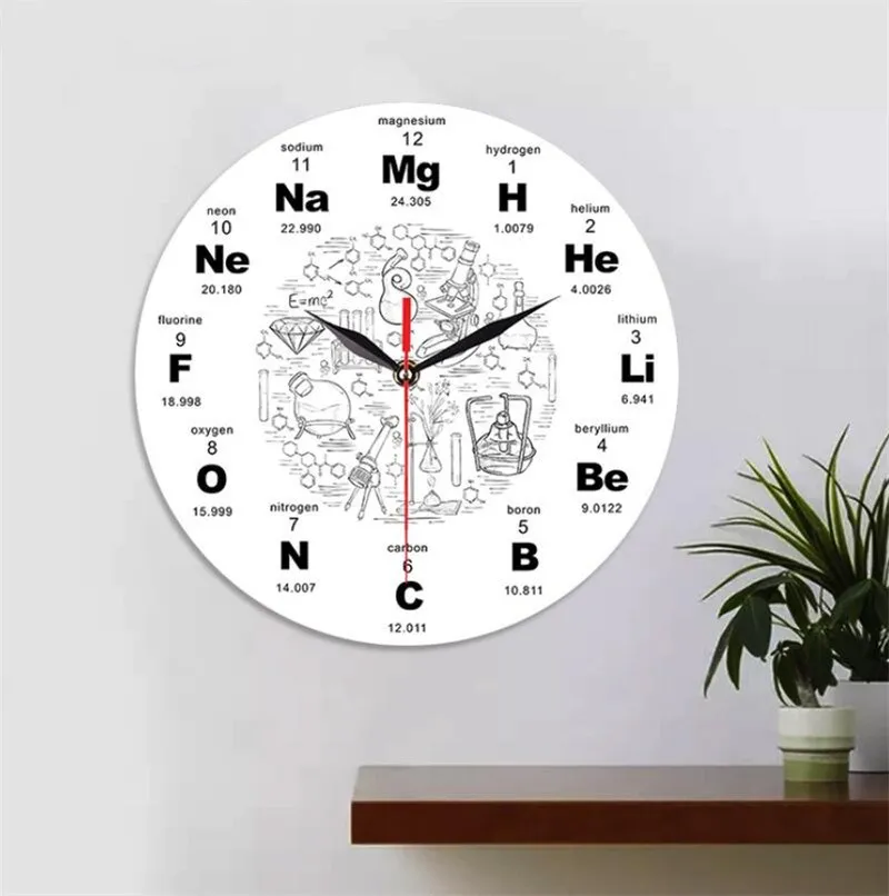 1 шт., современные настенные часы с химическими элементами, акриловые часы с научными химическими символами, часы в подарок для учителя химии