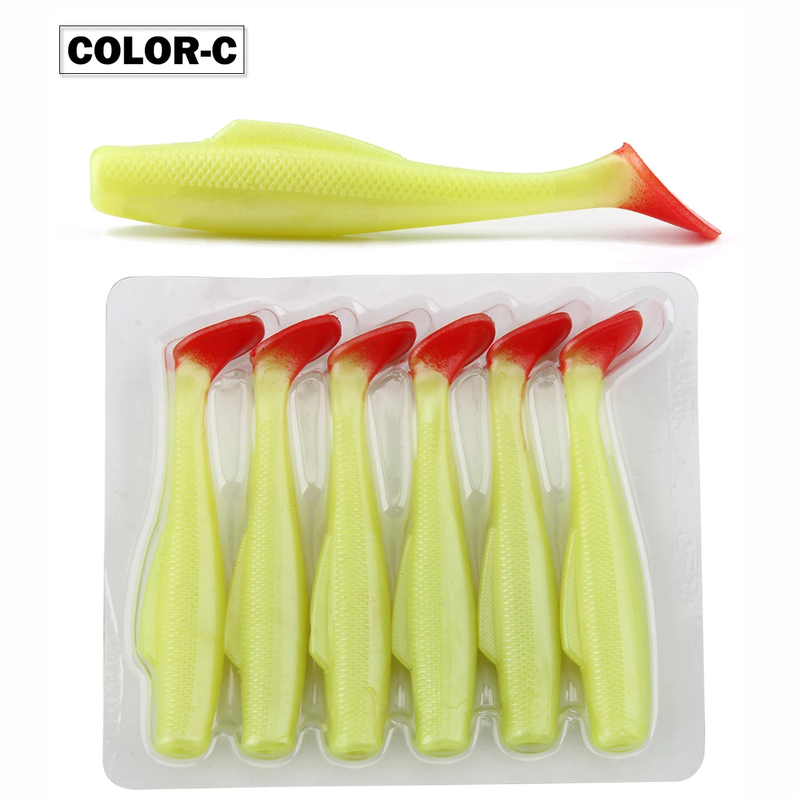 color C Spinpoler 6 шт. Реалистичная плавающая приманка для рыбы 8 см 3,15 дюймов Shad весло хвост приманка для бас-рыбалки Т-хвост Мягкая приманка - Цвет: color C