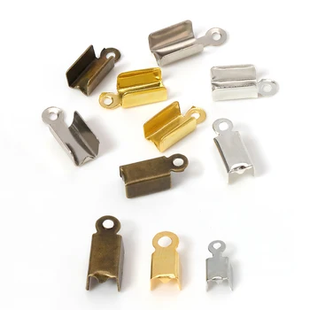 

200pcs Metal End Caps End Clasps for Leather Cord Gold/Silver Plated Crimp Bead Connectors for DIY Jewelry Making Wholesale