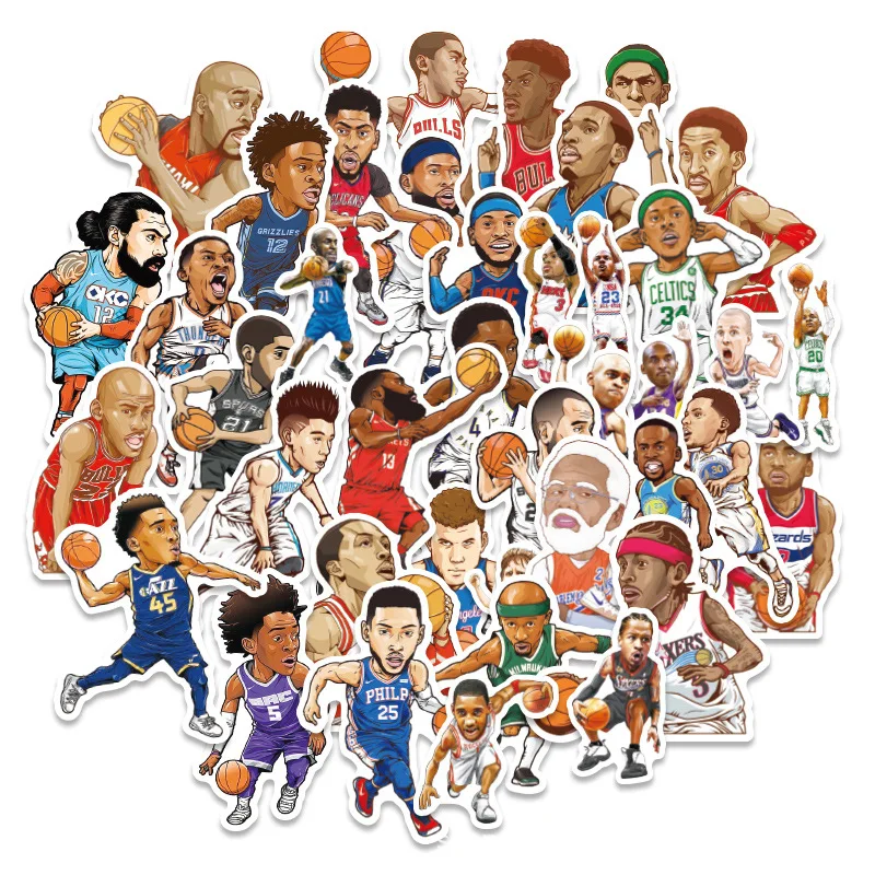 40 шт./компл. NBA баскетбольная звезда Мультяшные наклейки ПВХ водонепроницаемые
