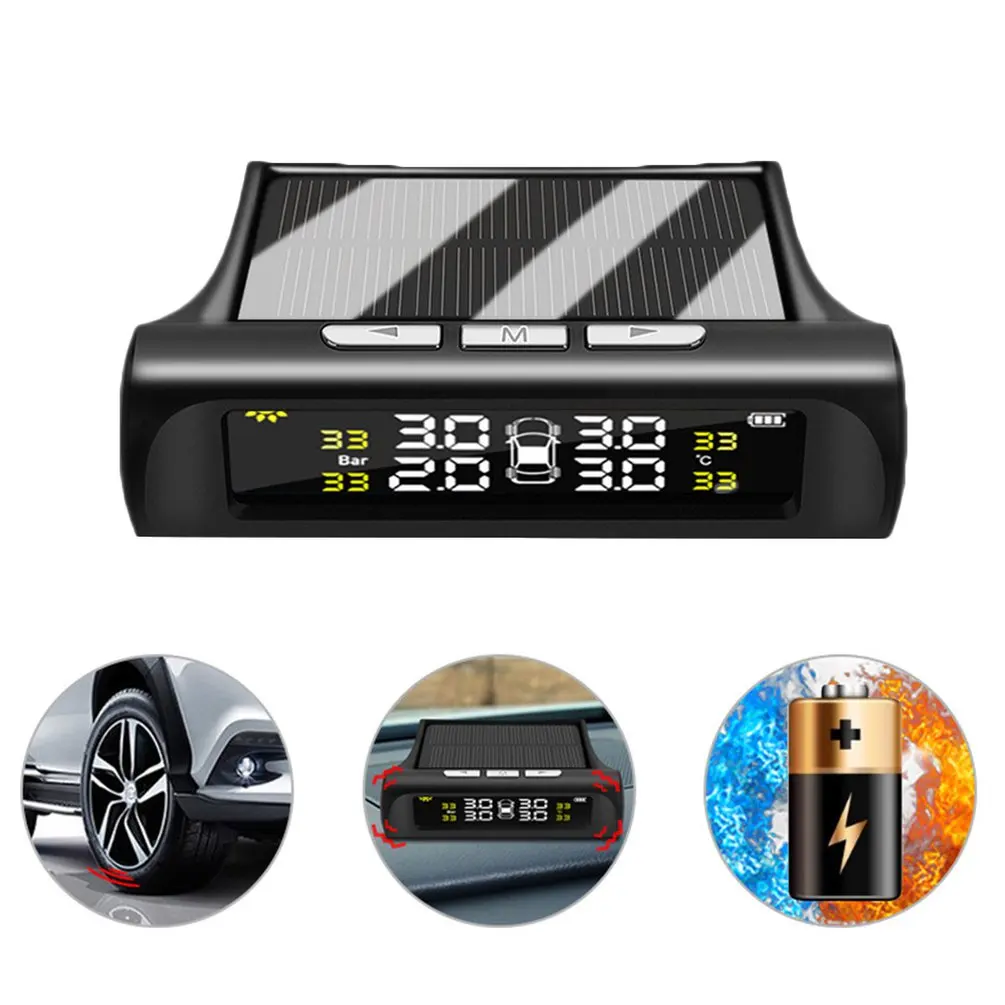 Автомобильный контроль давления в шинах Tpms беспроводной Высокоточный Солнечный внешний зуммер детектор давления в шинах