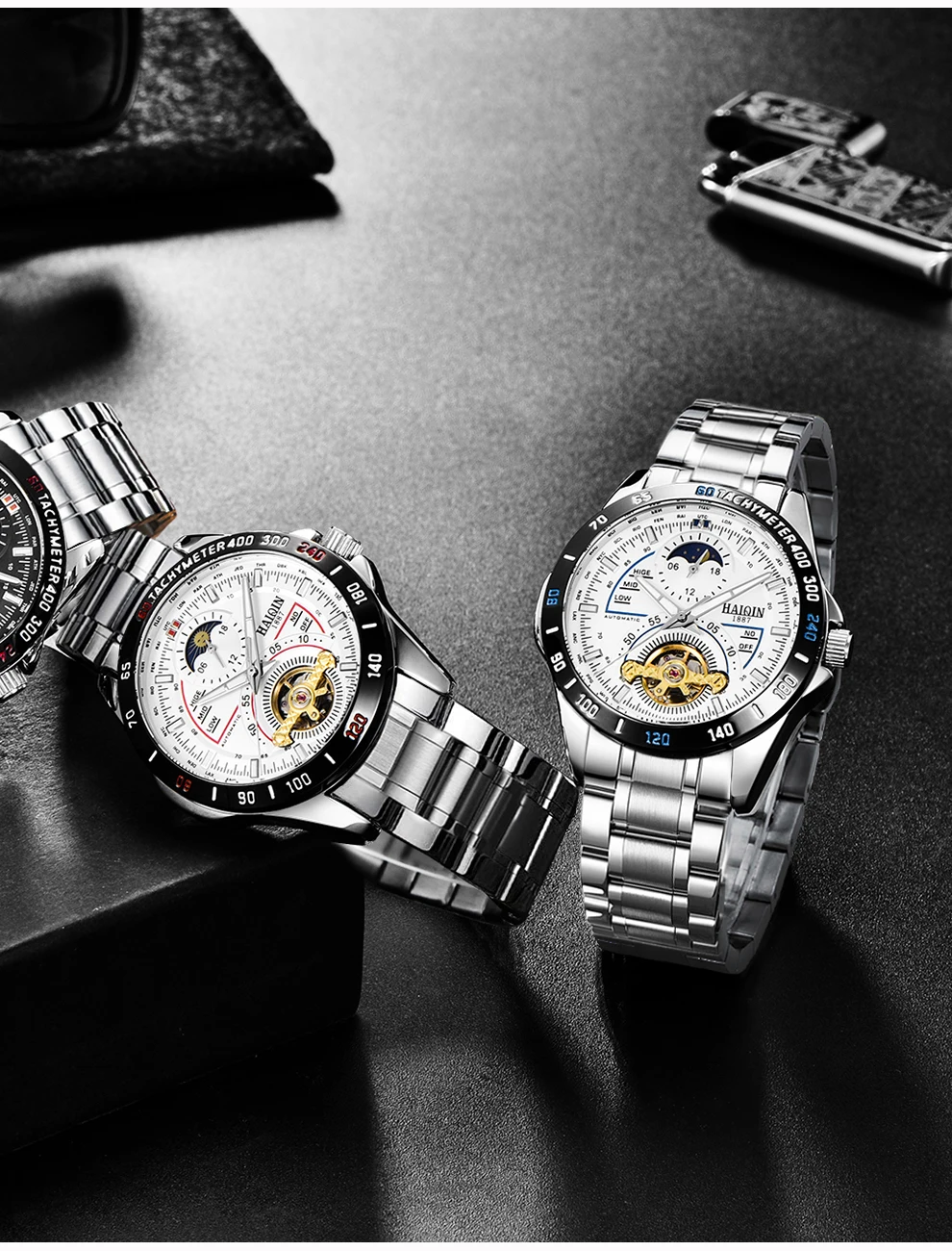 Reloj Hombre HAIQIN брендовые автоматические механические мужские часы спортивные водонепроницаемые мужские золотые наручные часы Relogio Masculino