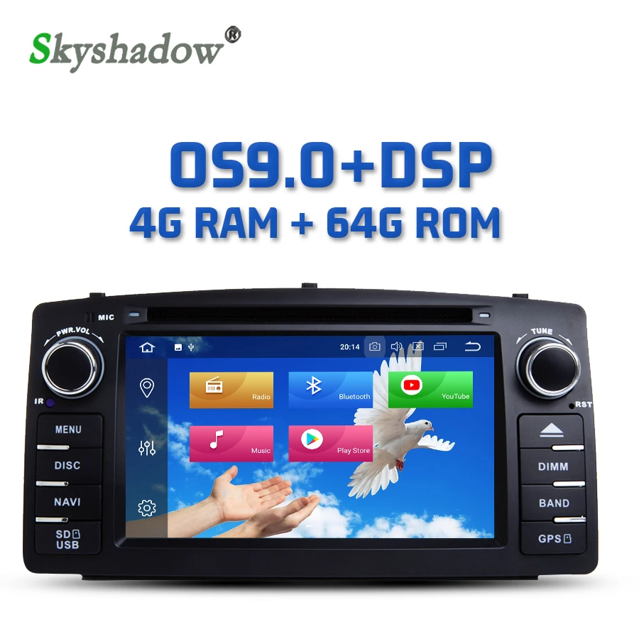 Cheap DSP IPS Android 9.0 4GB + 64GB + 8Core Car DVD Player GPS map RDS Radio Wifi Bluetooth 4.2 for BYD F3 for Toyota Corolla E120 2