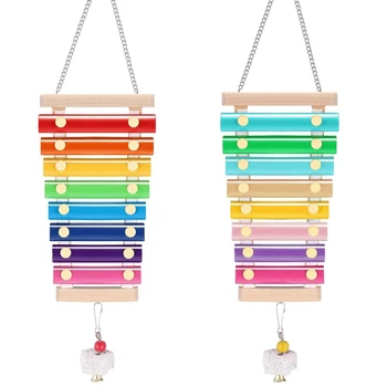 

Chicken Toy Wooden Xylophone Toy Hen Musical Toy with 8 Metal Keys and 1 Grinding Stone for Chicken Coop Cages