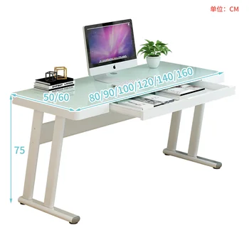 

Computer desk table toughened glass large desk desk desk simple double desk household