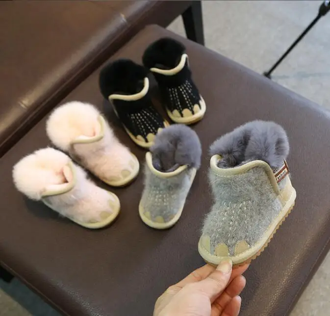 2018 winter children's wool boots cartoon warm snow soft bottom non-slip breathable rabbit hair cotton |