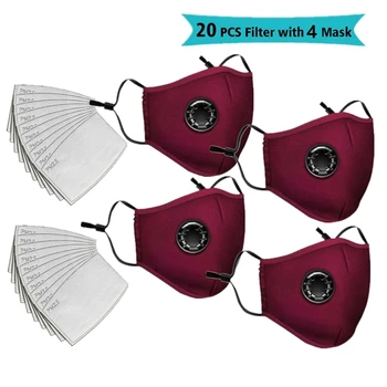 

5 Layers Mouth Mask Anti-dust Mask Reusable Mask With Breathing Valve Cotton Masks Washable Mouth Face Masks Filter Pad In Stock