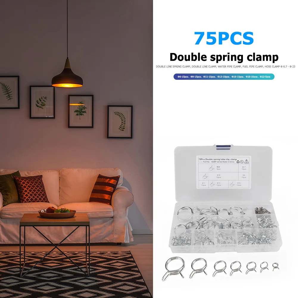 

Simplicity Spring Clips Clamps High-quality Stainless Steel Double Wire Hose Fuel Line Hose Tube Assortment Hardware Accessories