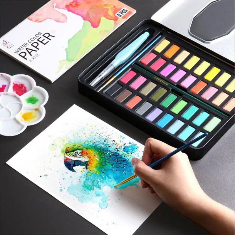 

Watercolor Pigment Set 36-color Watercolor Paint Student Hand-painted Portable Painting Set Iron Box water color art supplies