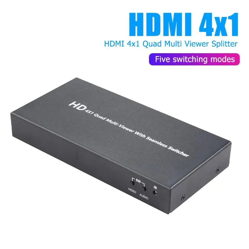 HDMI 4x1 Switch Quad Multi Viewer 4 Input 1 Output Practical Splitter Stamping Shell of Steel Plate with Seamless Switcher