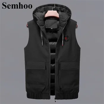 

Mens Sleeveless Vest Winter Fashion Hooded Simple Personality Loose Plus Size Mens Vest Casual Wild Thick Warm Waistcoat Mens